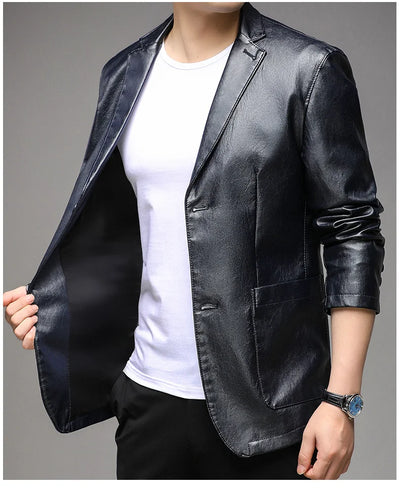Chaqueta de Cuero PU Casual para Hombre Joven y Adulto - Image 14