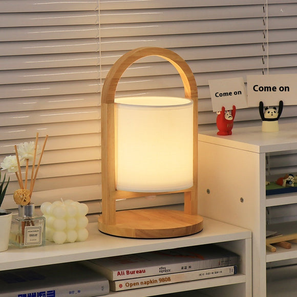 Lámpara Nocturna Minimalista de Madera con Control Remoto y Carga Inalámbrica