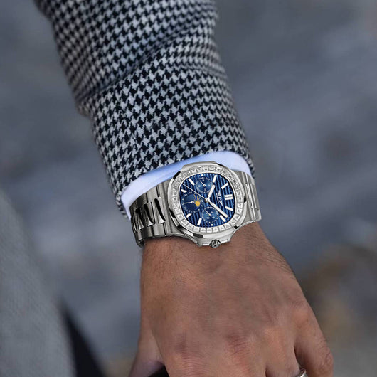 Reloj Elegante para Hombre Esfera Azul Diamante Diseño Cuadrado Grande - Image 7