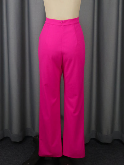 Conjunto Elegante: Blusa Floral Escote V sin Mangas + Pantalón Recto Cintura Alta - Image 8