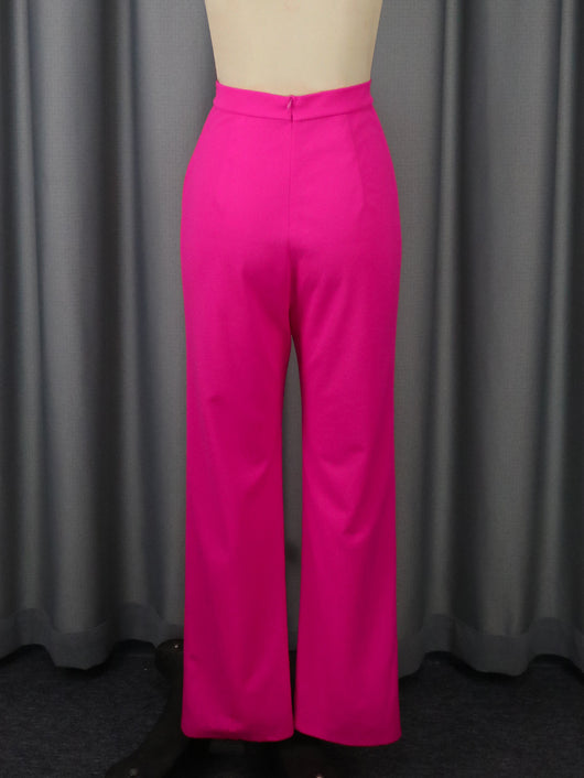 Conjunto Elegante: Blusa Floral Escote V sin Mangas + Pantalón Recto Cintura Alta - Image 8