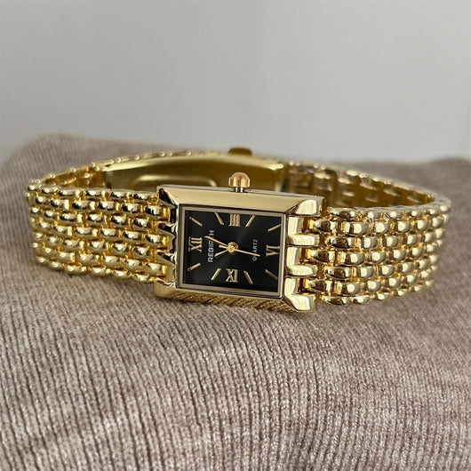 Reloj Rectangular de Cuarzo Dorado con Pulsera de Acero para Mujer - Image 5