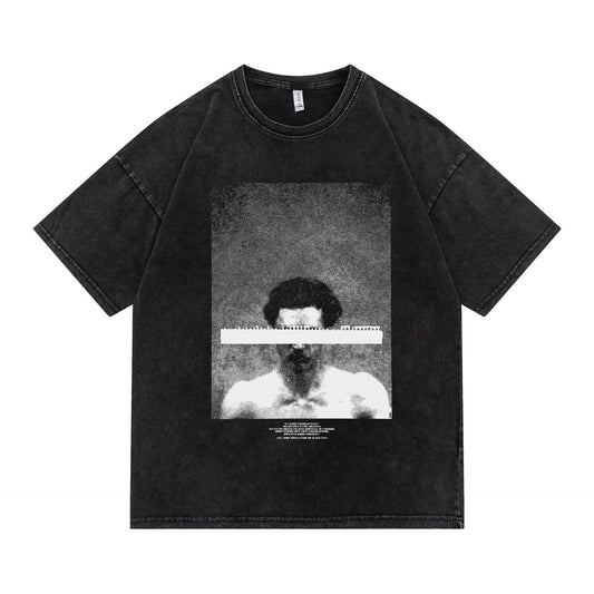 Camiseta Unisex Hip-hop Summer Tide con Estampado Vintage Desgastado