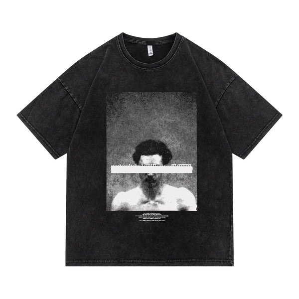 Camiseta Unisex Hip-hop Summer Tide con Estampado Vintage Desgastado