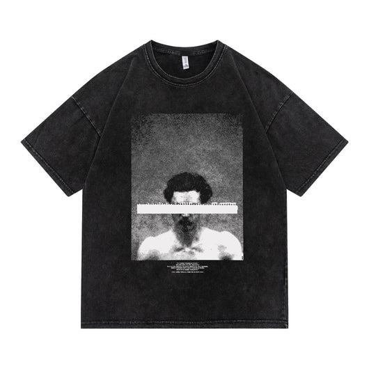 Camiseta Unisex Hip-hop Summer Tide con Estampado Vintage Desgastado