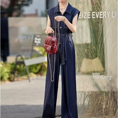 Jumpsuit Denim Ajustado sin Mangas en Tencel para Mujer - Image 2