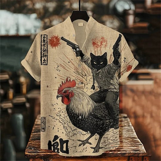Polo Estampado Manga Corta con Cuello Alzado para Hombre - Image 12