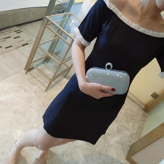 Bolso de Noche Elegante con Cristales y Cadena Desmontable - Image 3