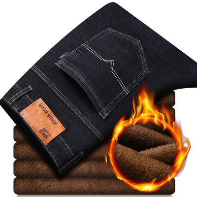 Jeans Casuales para Hombre con Forro Grueso y Terciopelo - Image 10