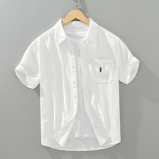 Camisa Casual de Algodón y Lino en Colores Sólidos - Image 4