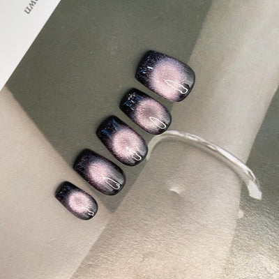 Uñas Postizas Efecto Ojo de Gato Artesanales para Mujer - Image 24