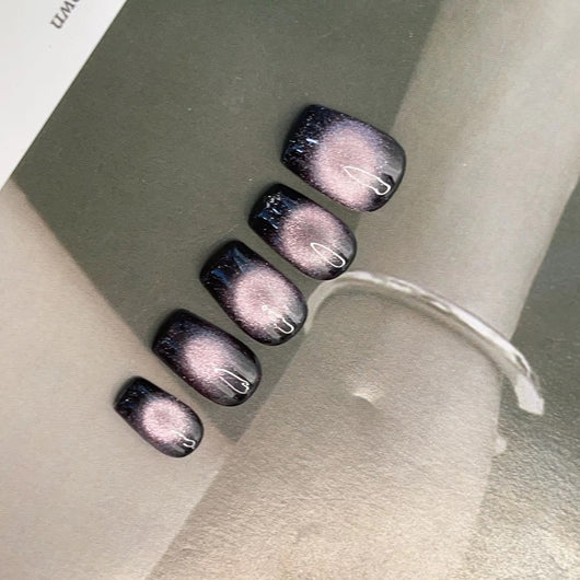 Uñas Postizas Efecto Ojo de Gato Artesanales para Mujer - Image 24