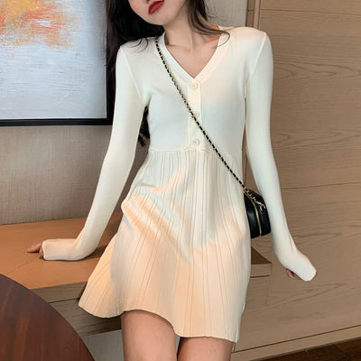 Vestido Suéter de Punto Estilo Francés para Otoño e Invierno para Mujer - Image 11