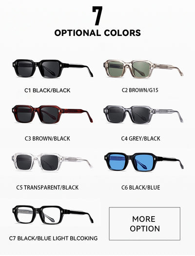 Black square-frame sunglasses with dark lenses and small silver diamond accents on the temples. - Image 12