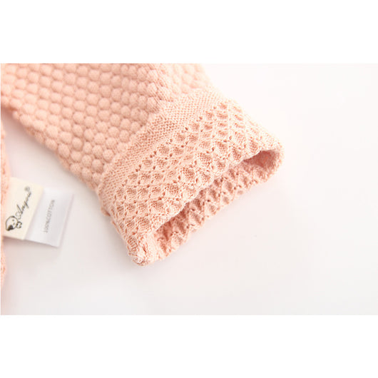 Conjunto Tejido para Bebé Niña con Cuello Bordado de Hoja de Loto - Image 11