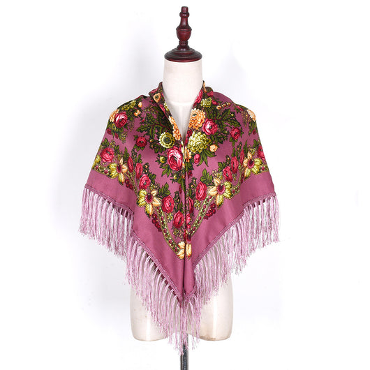 Pashmina Étnica con Flores Bordadas y Borlas - Image 37