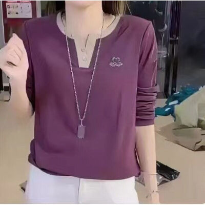 Blusa Casual para Mujer con Cuello V y Detalles de Strass - Image 13