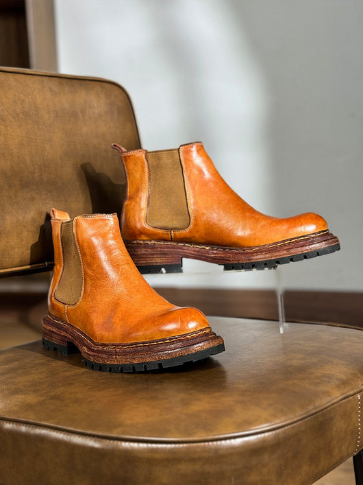 Botas de Cuero Vintage para Hombre con Suela Reforzada y Altura Aumentada - Image 13