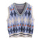 Chaleco Jacquard Fresa Retro Cuello V sin Mangas para Primavera y Otoño