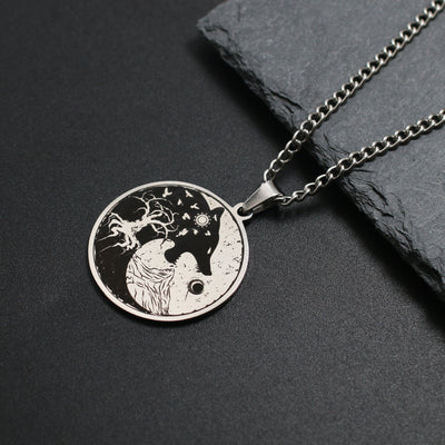 Collar Colgante Vintage Cabeza de Lobo Árbol de la Vida para Hombre - Image 10