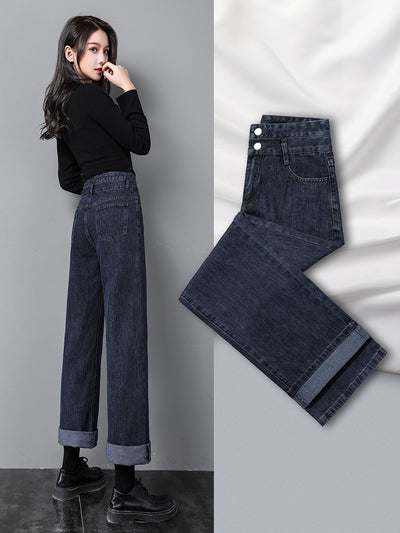 Pantalones Rectos Mujer Cintura Alta Otoño - Diseño Suelto y Versátil