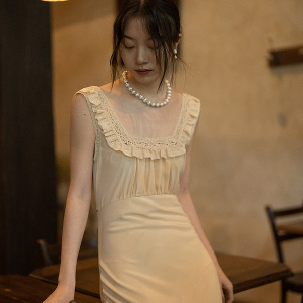 Vestido Elegante Retro Francés de Seda con Encaje - Colección Festiva - Image 5
