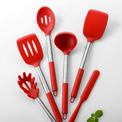Set de Utensilios de Cocina en Silicona con Mango de Acero Inoxidable - Image 4