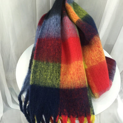 Bufanda de Cashmere a Cuadros con Rayas Coloridas para Otoño - Image 6