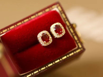 Aretes de Oro Puro con Rubí Natural y Diamantes Rojo Sangre de Paloma - Image 8