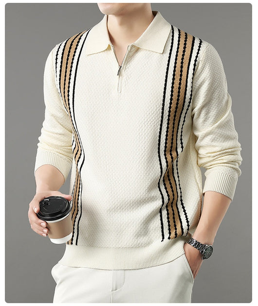Suéter de Punto Colorblock con Cuello y Cierre Medio Cremallera para Hombre - Image 20