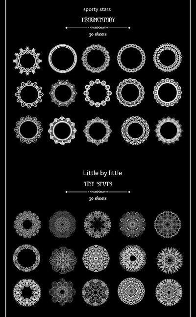 Set of 15 white lace-patterned circular stickers with intricate designs, labeled "North Star Arch" and "30 sheets." - Image 15