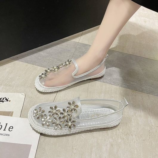 Zapato Casual Mujer Plano Malla Strass Punta Redonda - Image 9