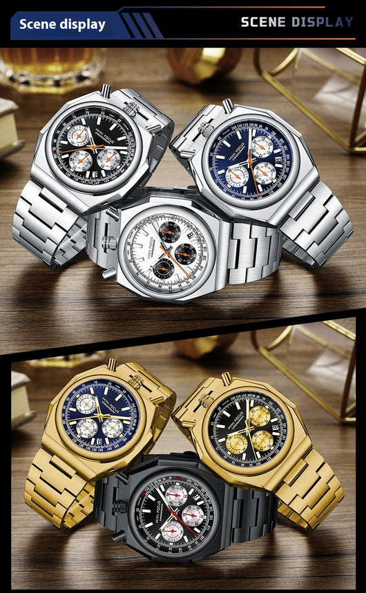 Reloj de Pulsera Multifunción Retro con Correa de Acero Inoxidable - Image 21