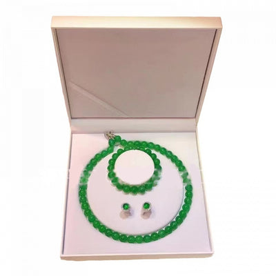 Conjunto de Pulsera, Collar y Aretes de Calcedonia Verde Emperador - Image 7
