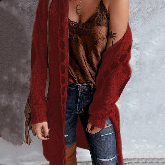 Cardigan Tejido con Capucha y Bloques de Color - Image 2