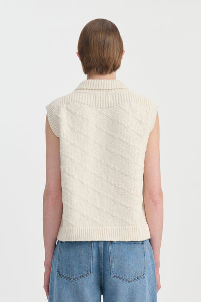 Chaleco Cardigan Tejido de Algodón con Textura Diamante - Image 18