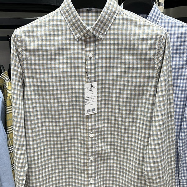 Camisa Casual de Cuadros en Algodón Puro para Primavera y Otoño
