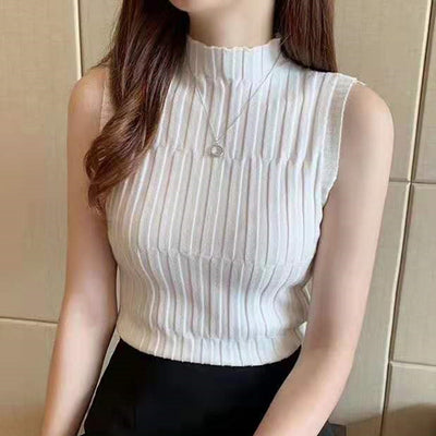 Chaleco Tejido Sin Mangas Cuello Alto Retro - Prenda Versátil para Todas las Ocasiones - Image 9