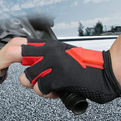 Guantes de Ciclismo Acolchados Cálidos de Medio Dedo Negro
