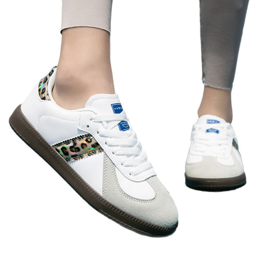 Tenis Casuales Blancos con Estampado Leopardo y Cordones para Mujer - Image 5