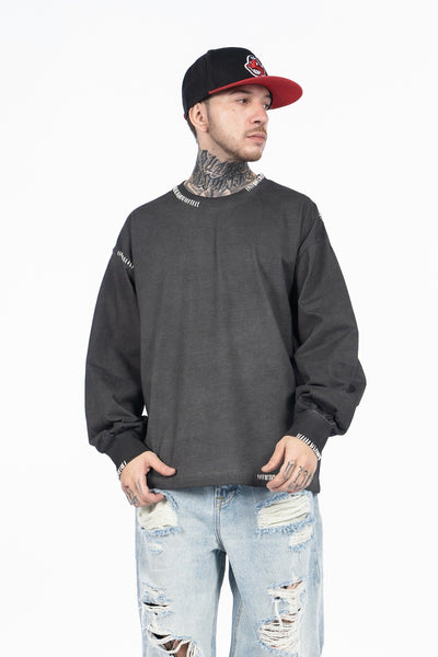 Camiseta Manga Larga Oversize Tejida a Mano para Hombre - Algodón Pesado - Image 15