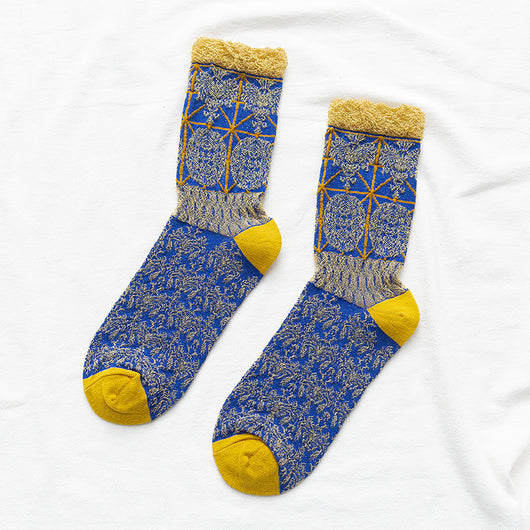Calcetines Étnicos Retro con Estampado Floral para Mujer - Image 11