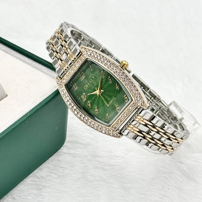 Reloj de Dama con Esfera de Barril Enchapado en Diamantes y Pulsera de Metal - Image 27