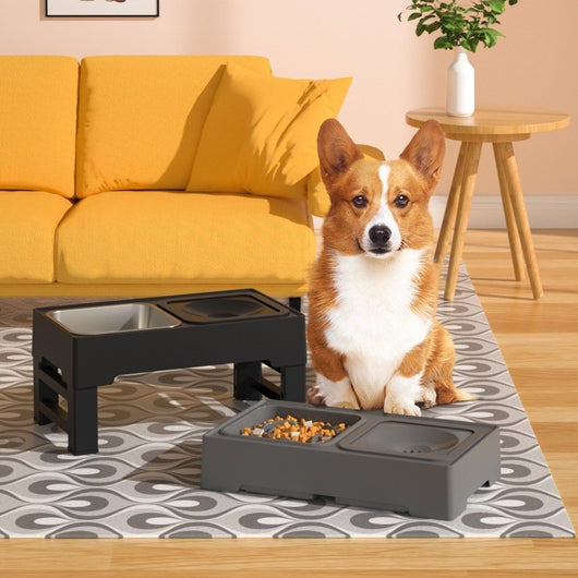 Comedero Doble Elevado para Perros Grandes con Altura Ajustable
