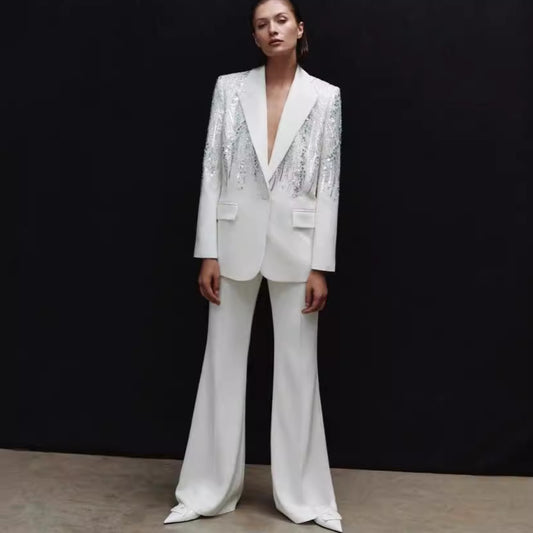 Pantalones Sueltos con Lentejuelas de Dos Piezas para Mujer