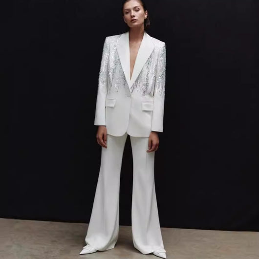 Pantalones Sueltos con Lentejuelas de Dos Piezas para Mujer