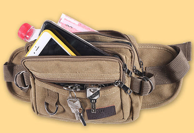Riñonera de Lona con 4 Bolsillos para Hombre - Bolsa de Cintura Ajustable para Viajes y Actividades Outdoor - Image 9