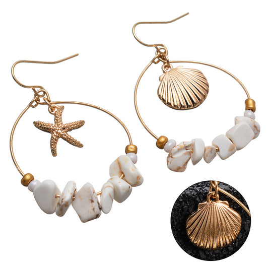 Aretes Estrella de Cinco Puntas en Metal Salvaje con Concha Marina - Image 17