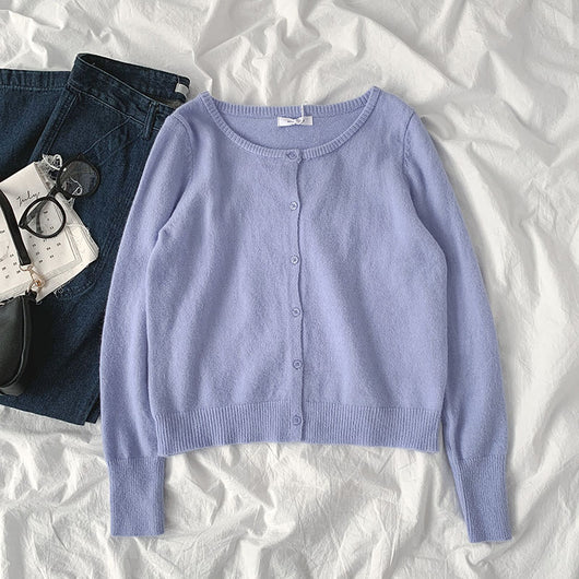 Cardigan Básico de Punto para Mujer - Estilo Relajado Primavera - Image 9