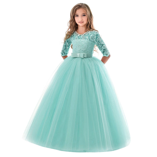 Vestido Princesa Acolchado de Manga Larga para Niñas - Image 8